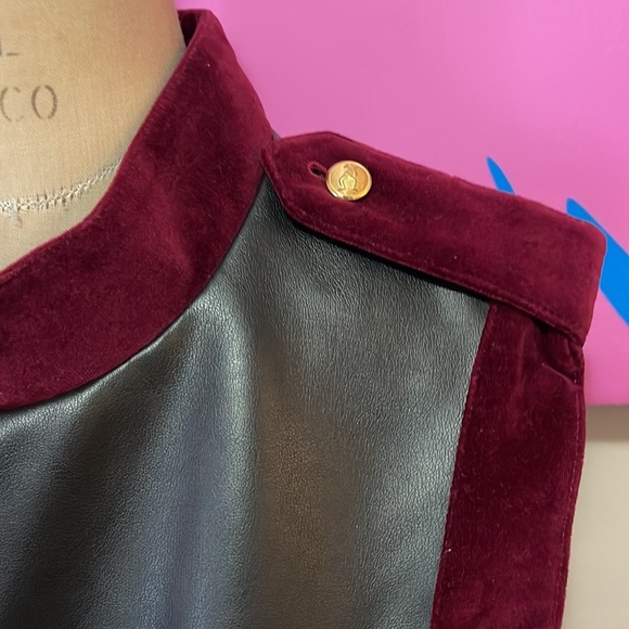 Moschino Cheap Chic Black Faux Leather Velvet Trim Vest - Picture 4 of 10